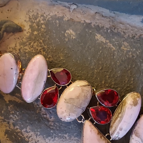 Robin's Nest Rhodonite Bohemian Goddess Divine Feminine Statement Necklace - Picture 7 of 10